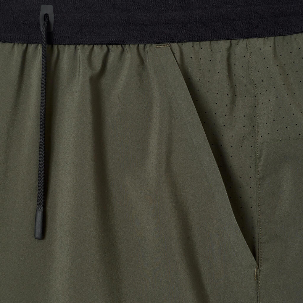 Short running respirant homme - Dry+ olive noire